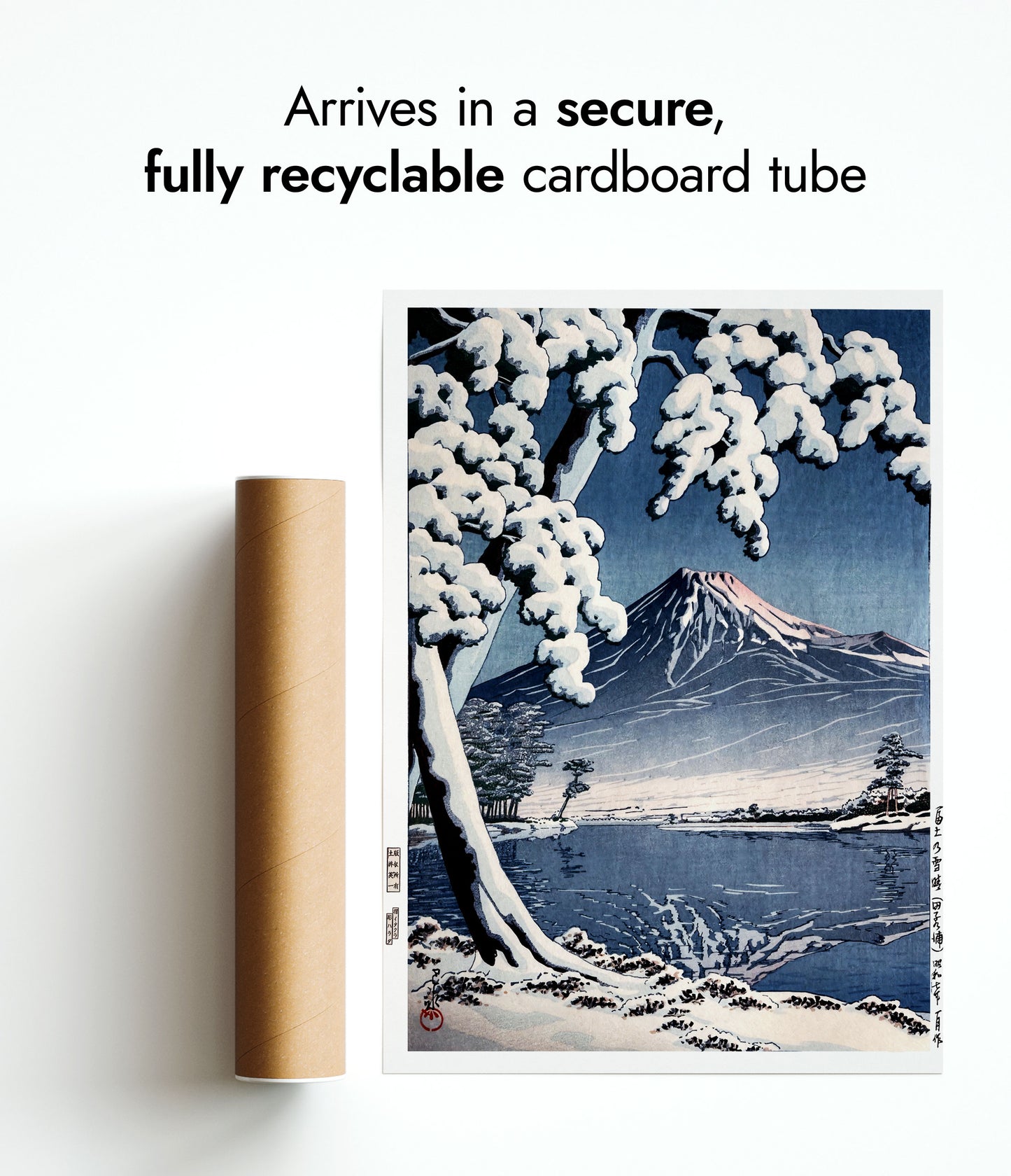 Mt Fuji efter snö i Tagonoura-bukten