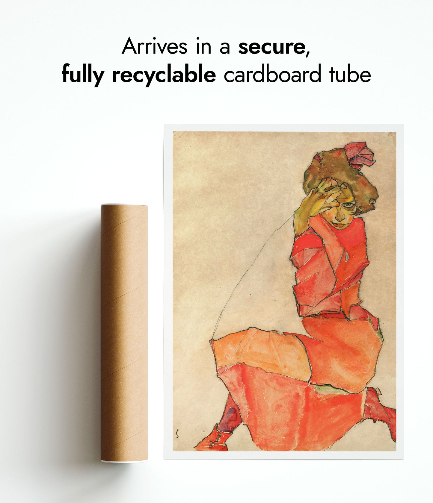 Kneeling Female in Orange-Red Dress