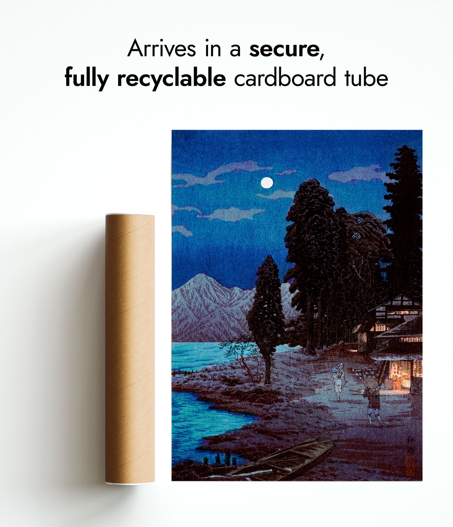 Moon Woodblock Lake Chūzenji