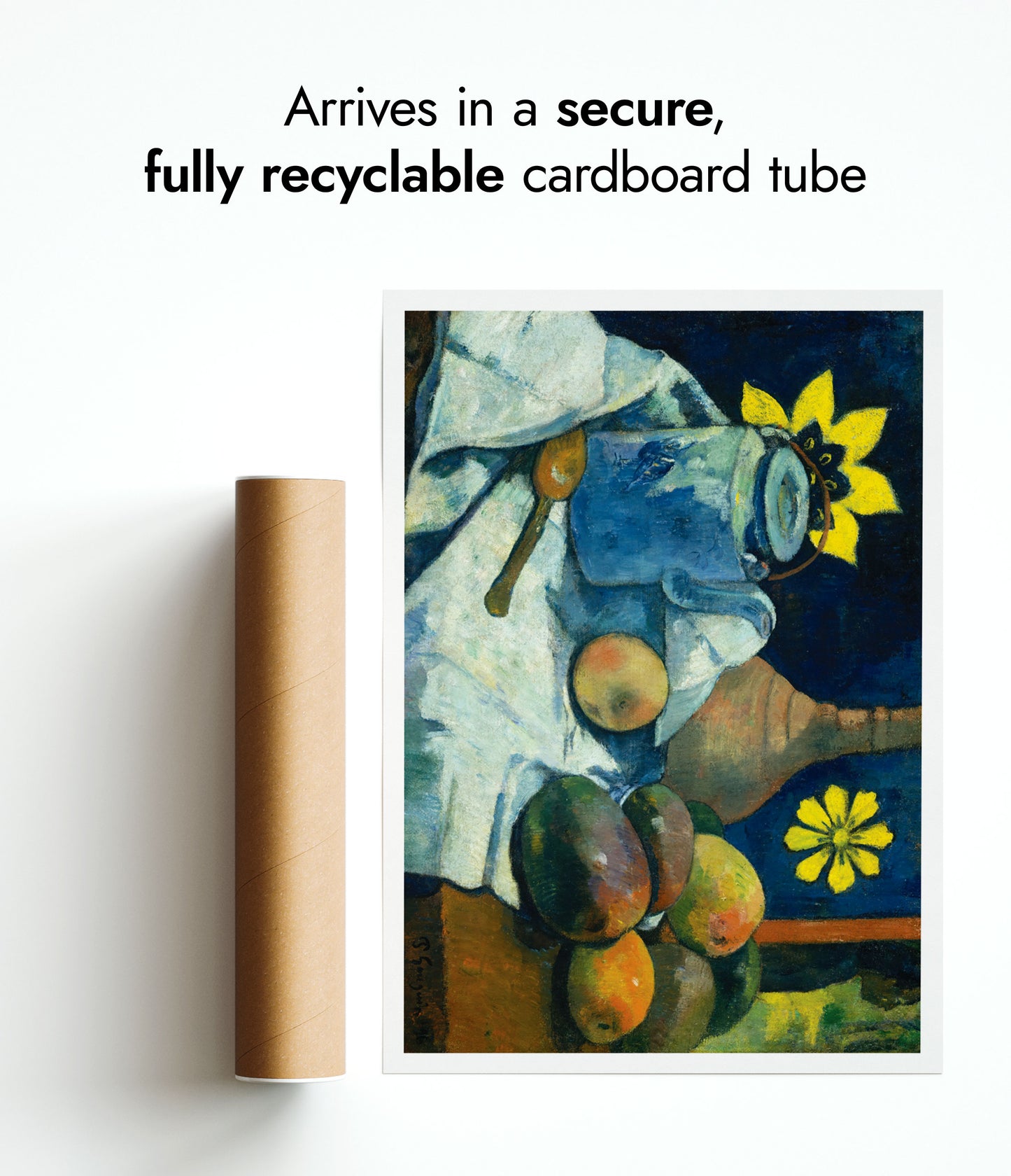 Stilleben med tekanna och frukt