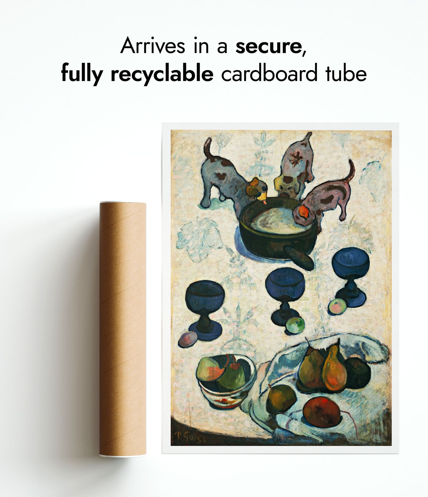 Stilleben med tre valpar