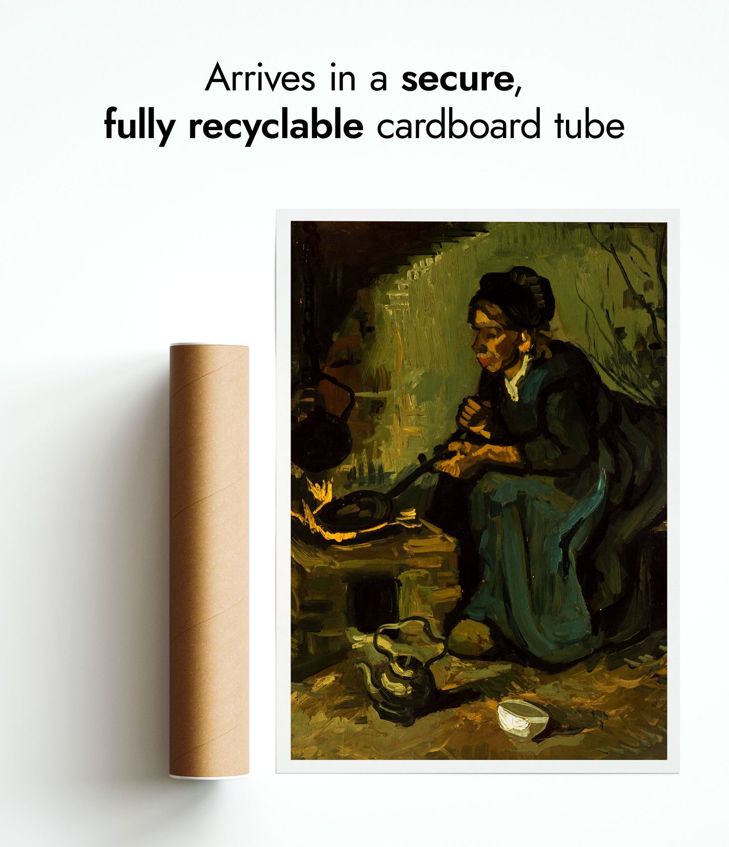 Peasant Woman Cooking by a Fireplace