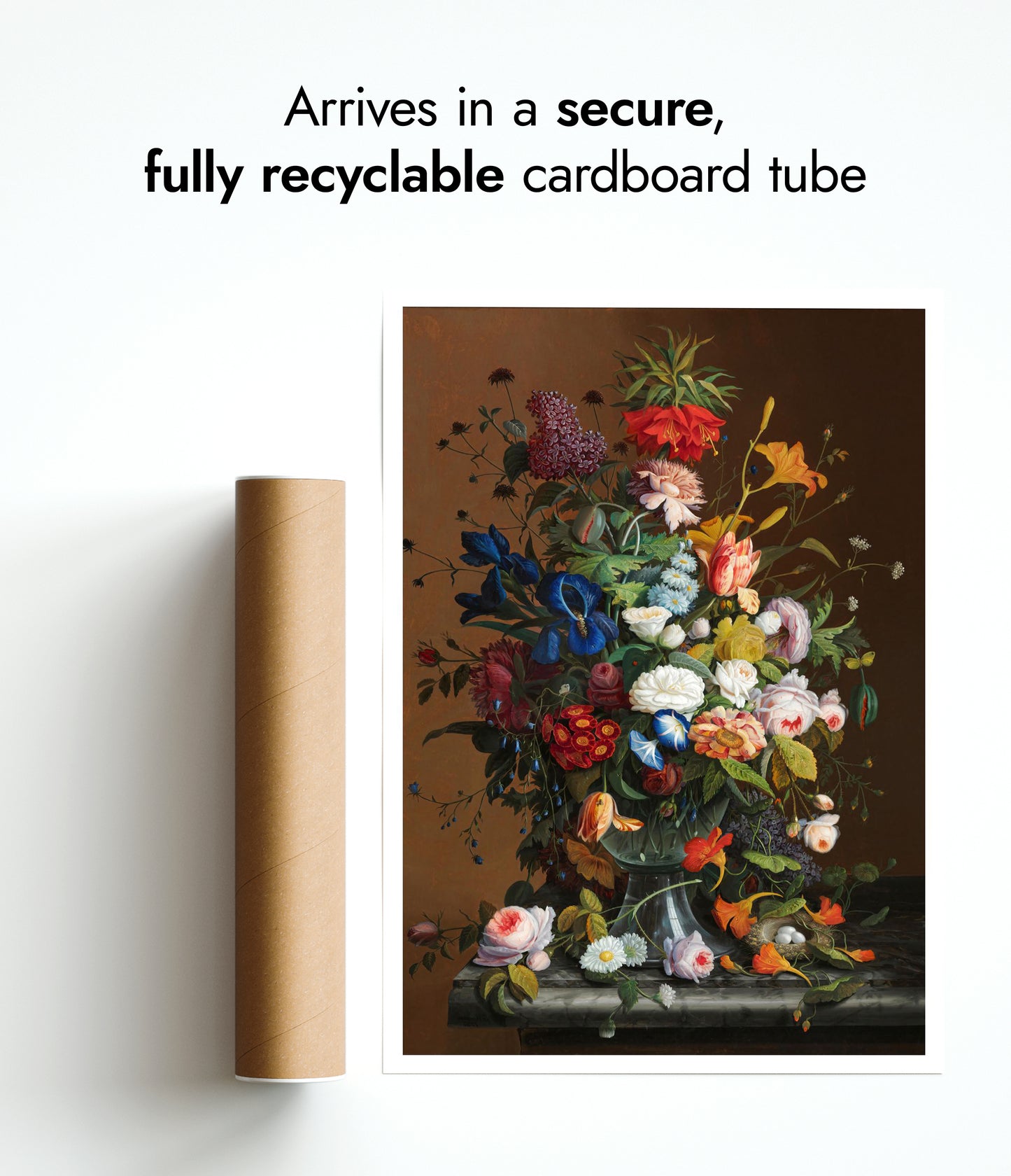 Nature morte avec fleur et nid d'oiseau