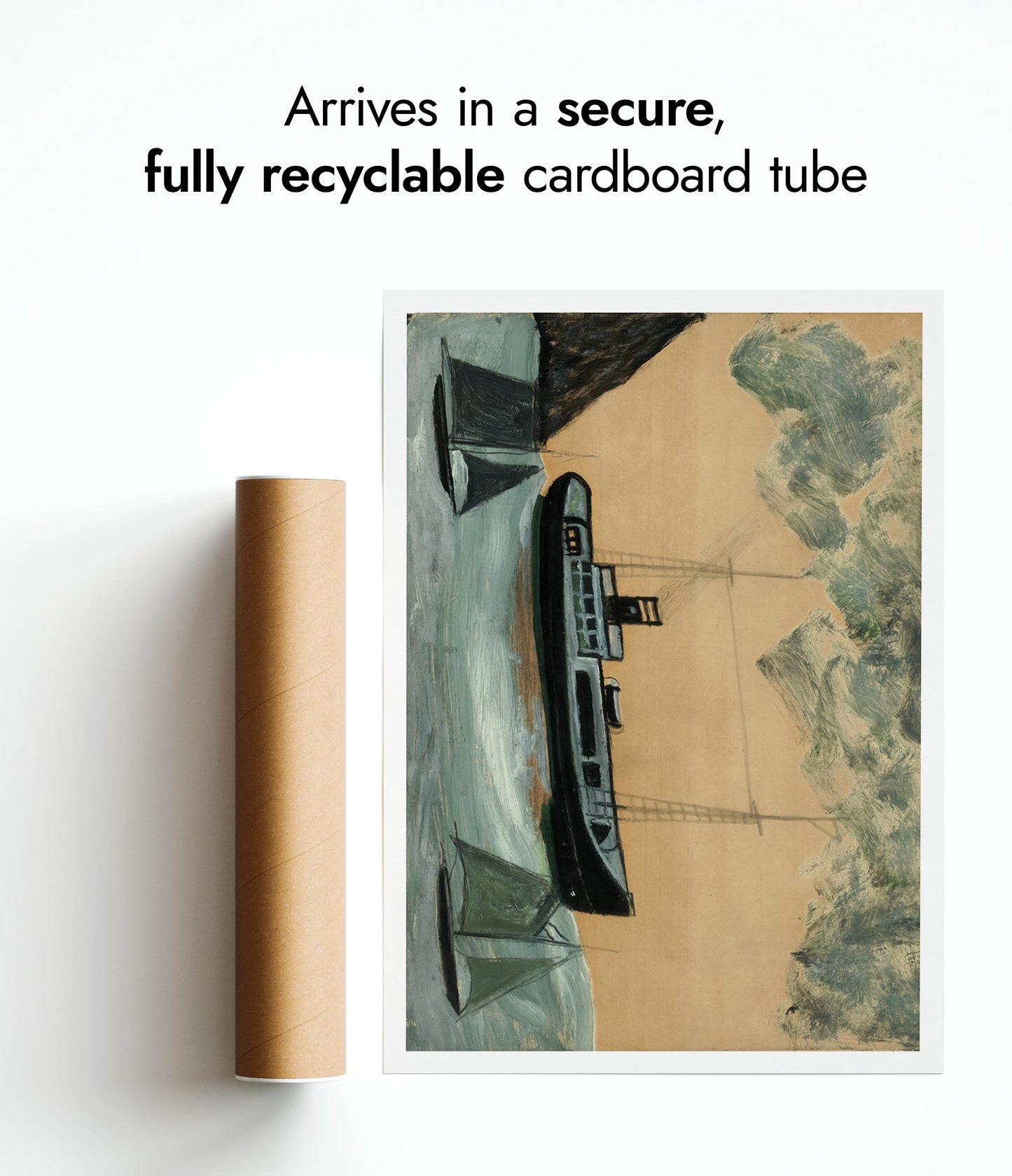 Trålare och två segelbåtar