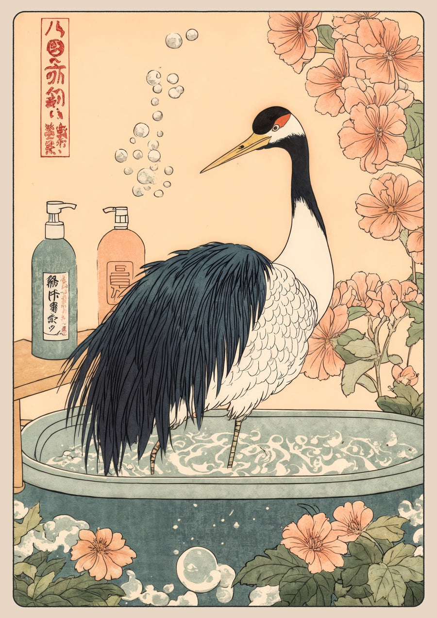 Heure du bain de la grue - Print only
