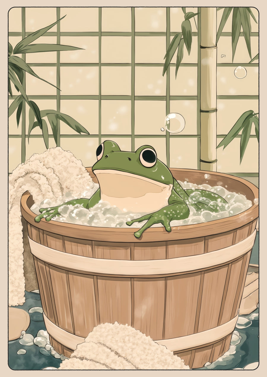 Frog in Bathtub - Print only