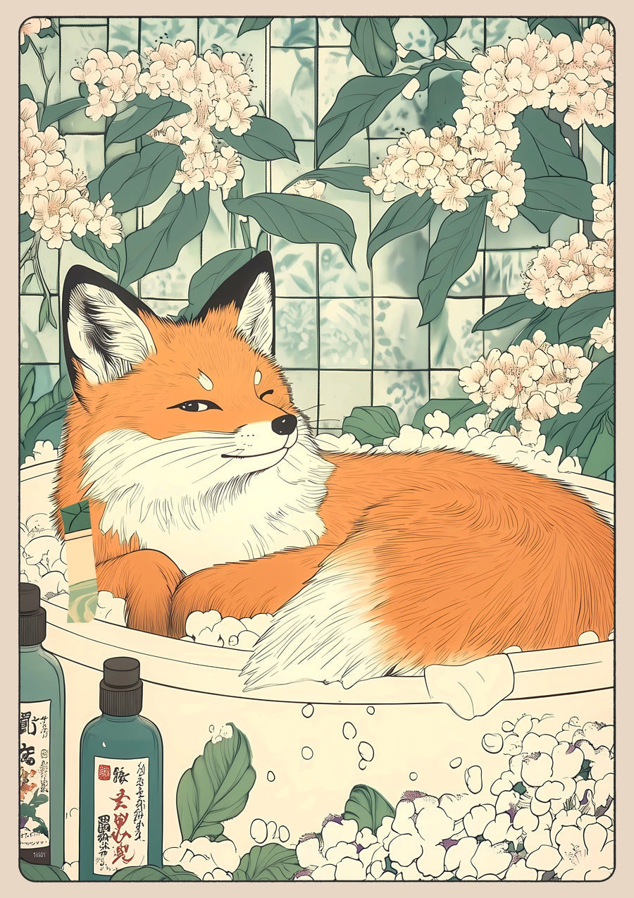 Le renard clin d'œil à l'heure du bain - Print only