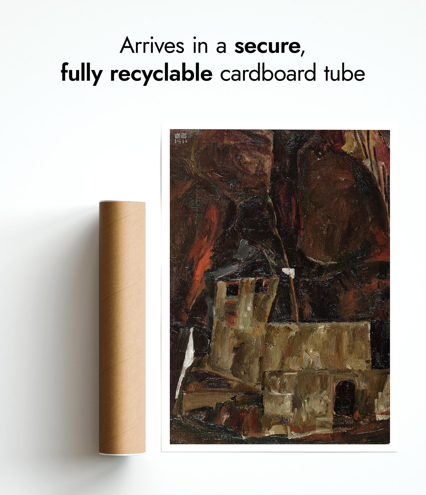 Huis en muur in heuvelachtig landschap