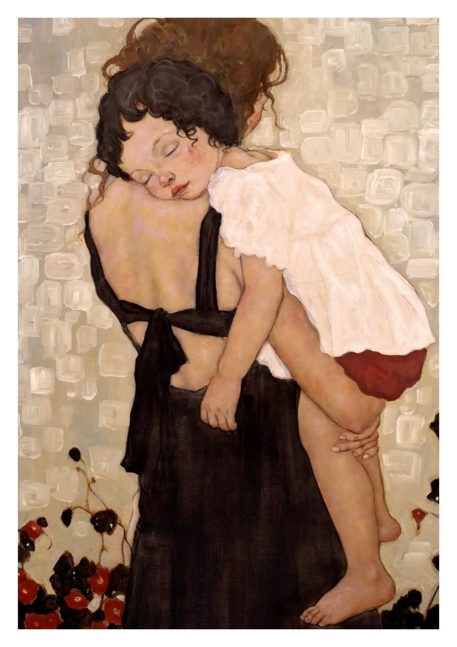 Moeder die kind vasthoudt - Print only