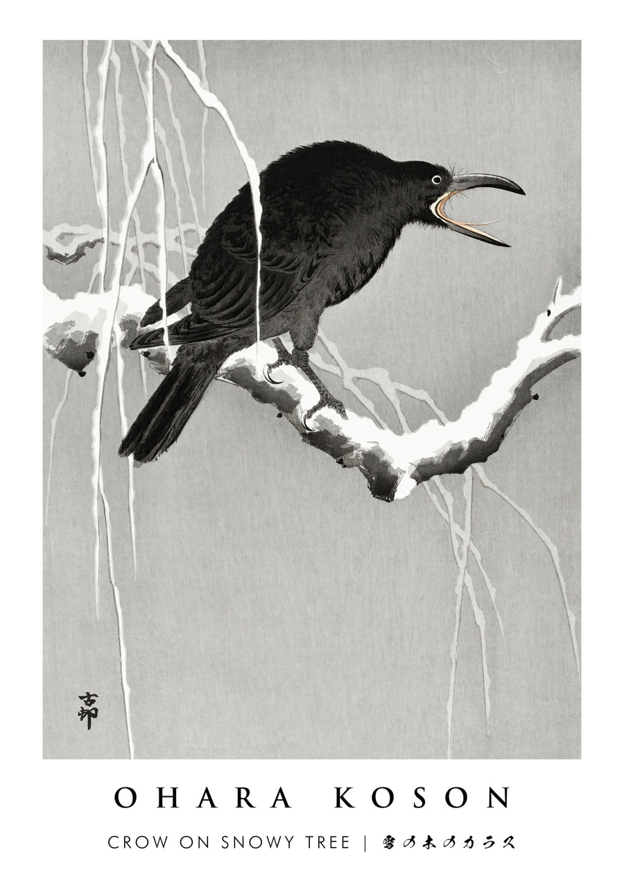 Raaf op besneeuwde boom - Print only