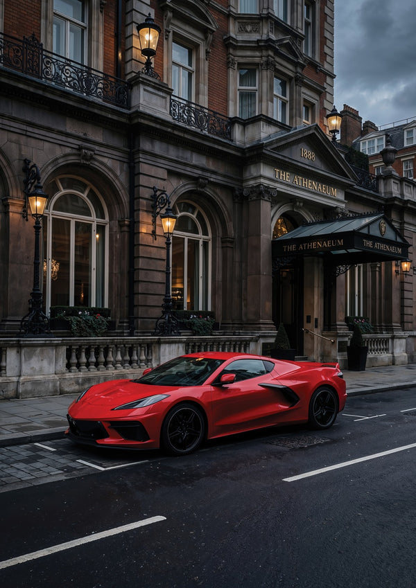 Red Supercar on the Boulevard