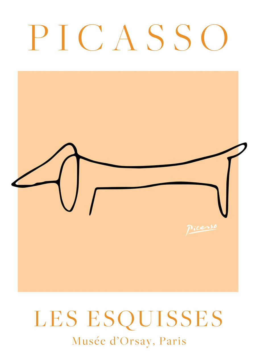 Oragne & White Dog - Print only