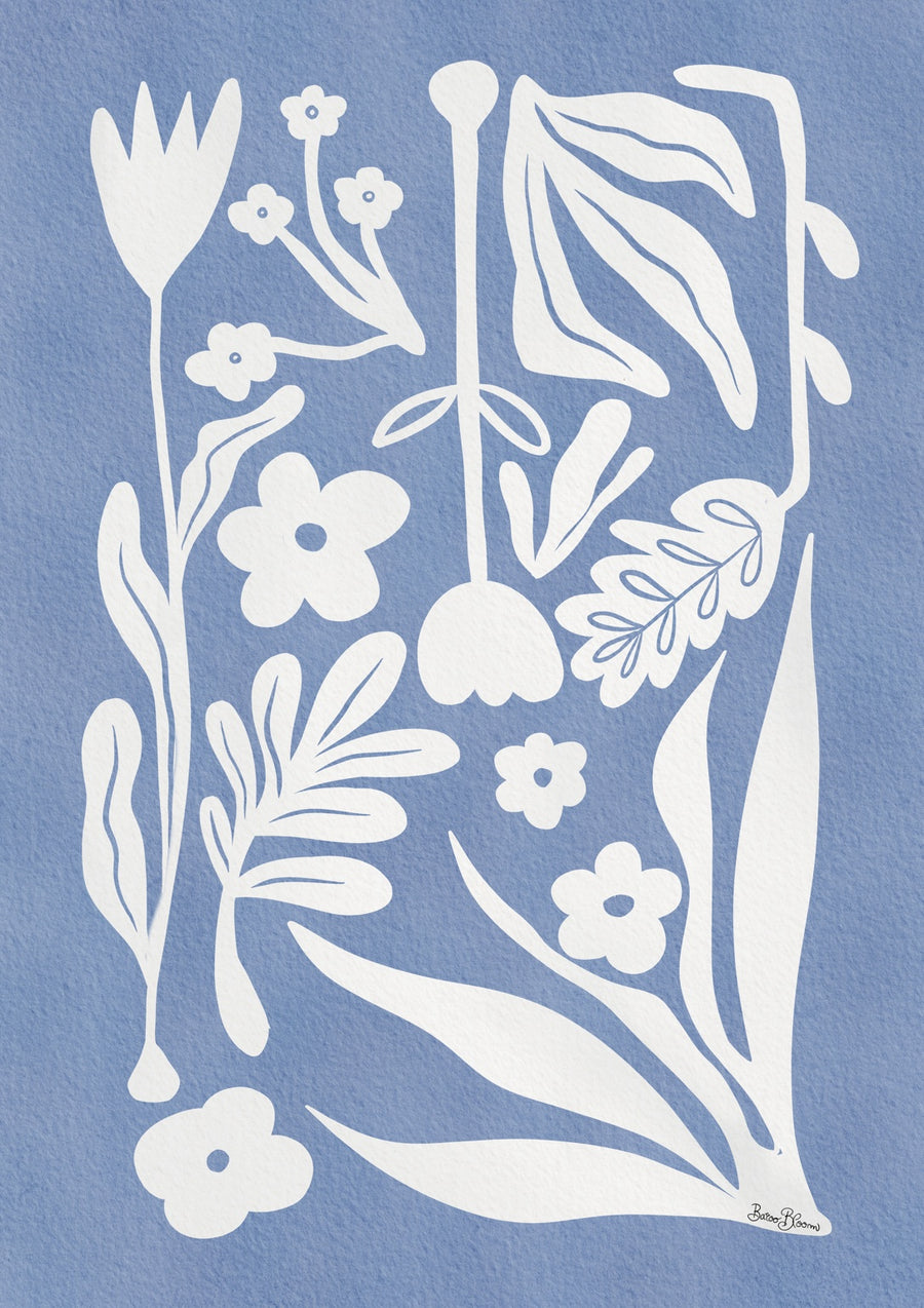 Nordic Florals Light Blue - Print only