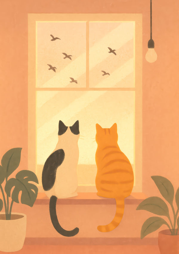 Chats rebord de fenêtre