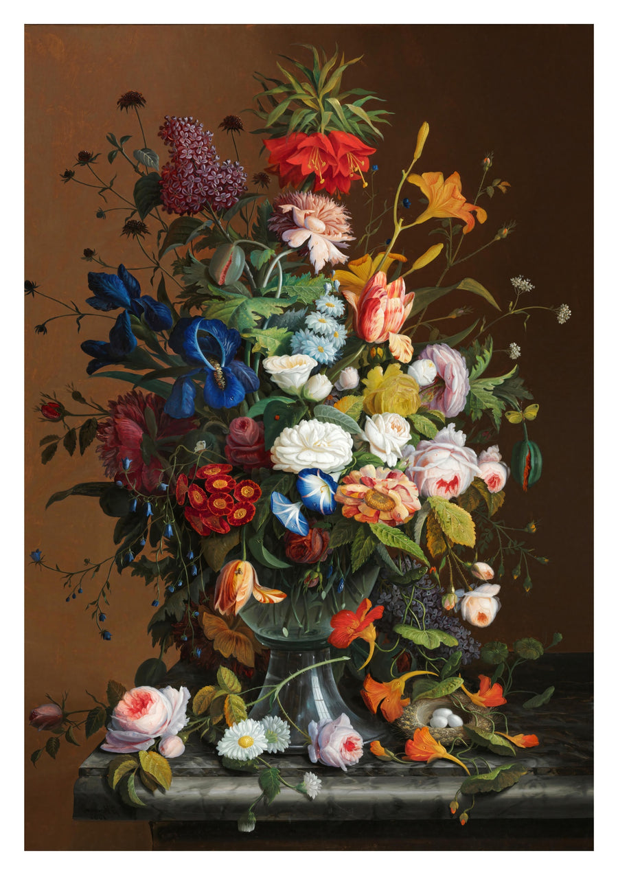 Blomsterstilleben med fågelbo - Print only