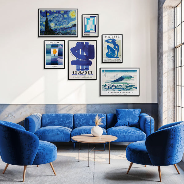 Blue Art Gallery Wall