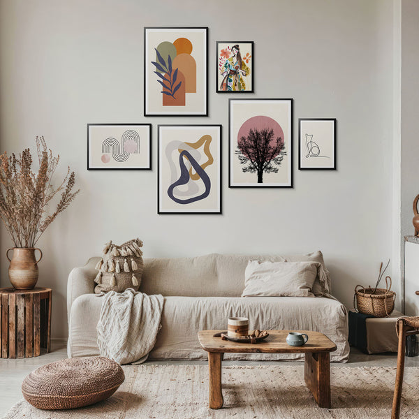 Mur de galerie bohème minimaliste