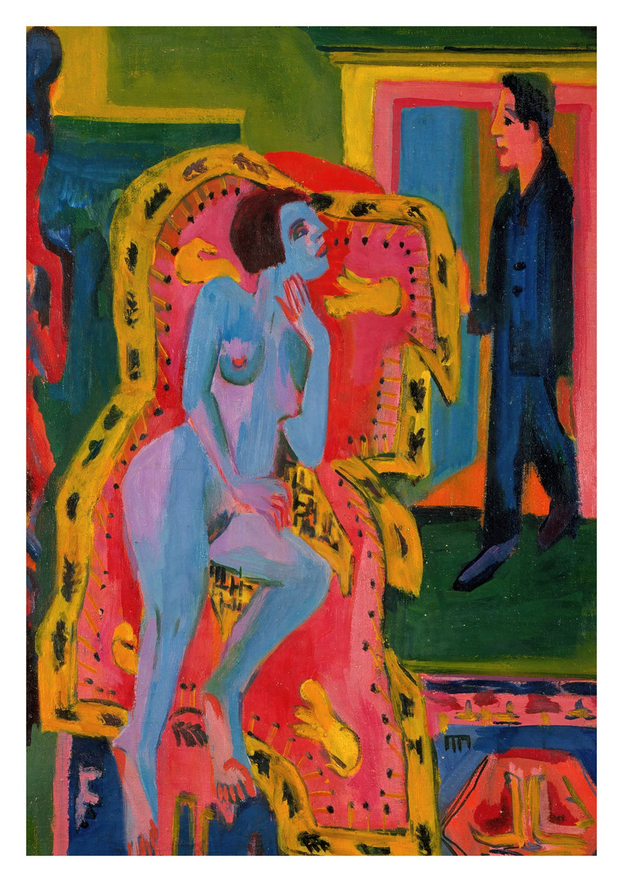 Intérieur avec femme nue et homme - Print only