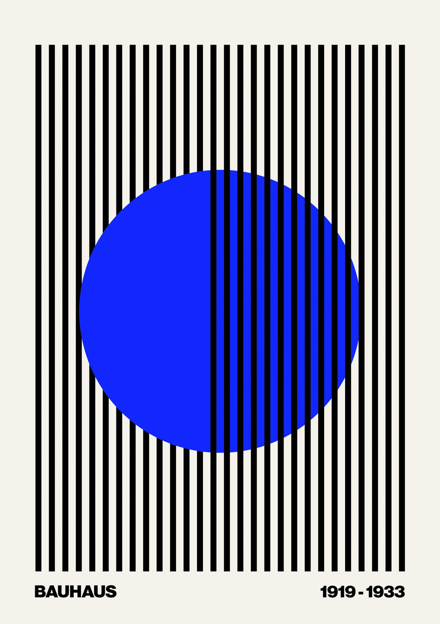 Kreis + Streifen, Blau auf Weiß - Print only