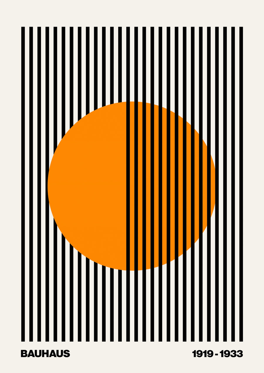 Cirkel + ränder, orange på vit - Print only