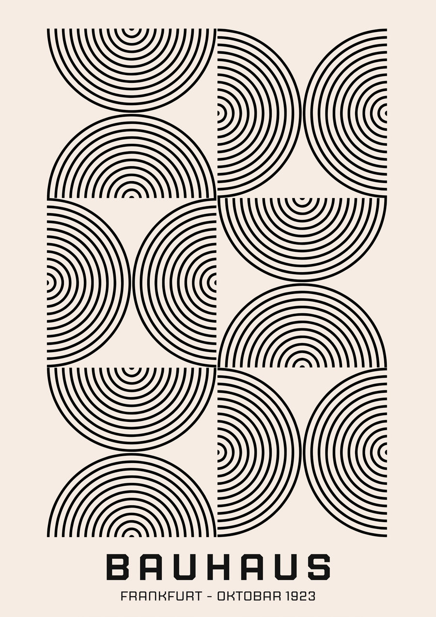 Zwarte concentrische halve cirkels - Print only