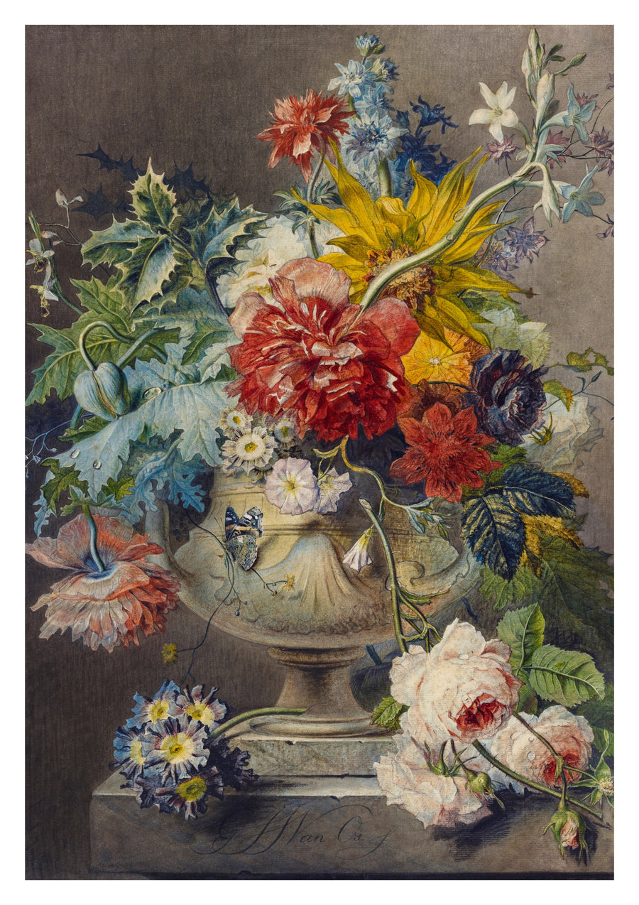 Bukett med blommor i en vas - Print only