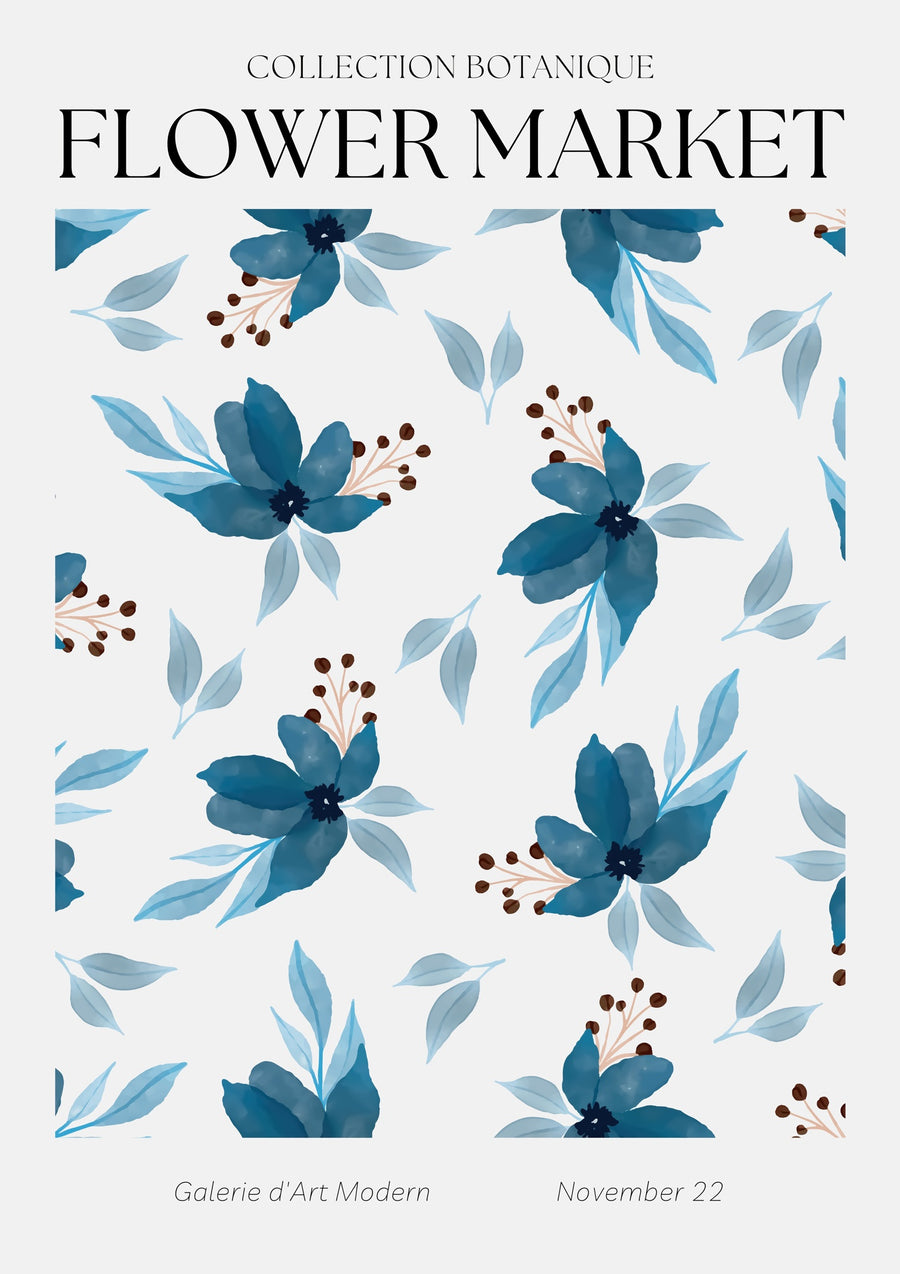 Blauwe Bloemenmarkt - Print only