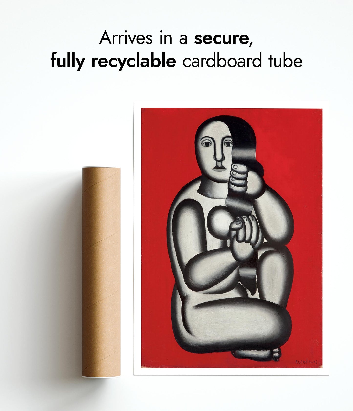 Kvinna på röd bakgrund