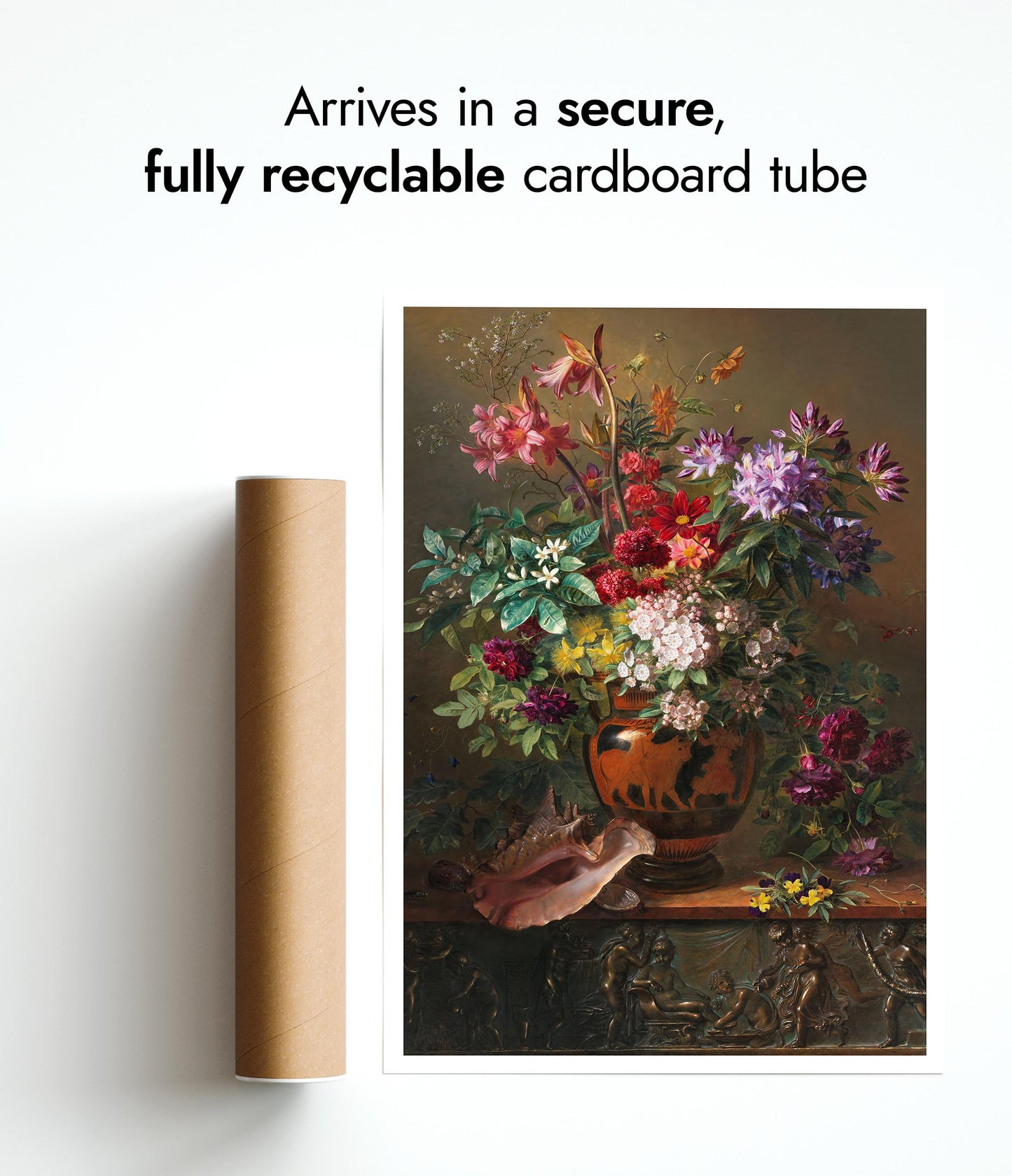 Stilleben med blommor i en grekisk vas; Allegori av våren