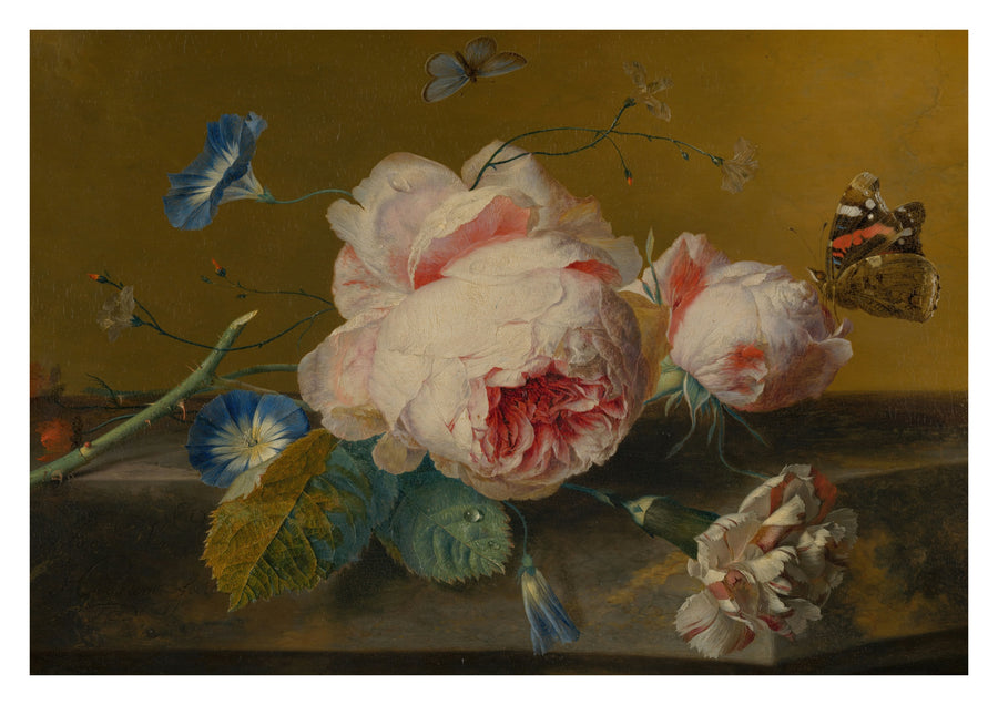 Stillleben mit Blumen und Schmetterling - Print only