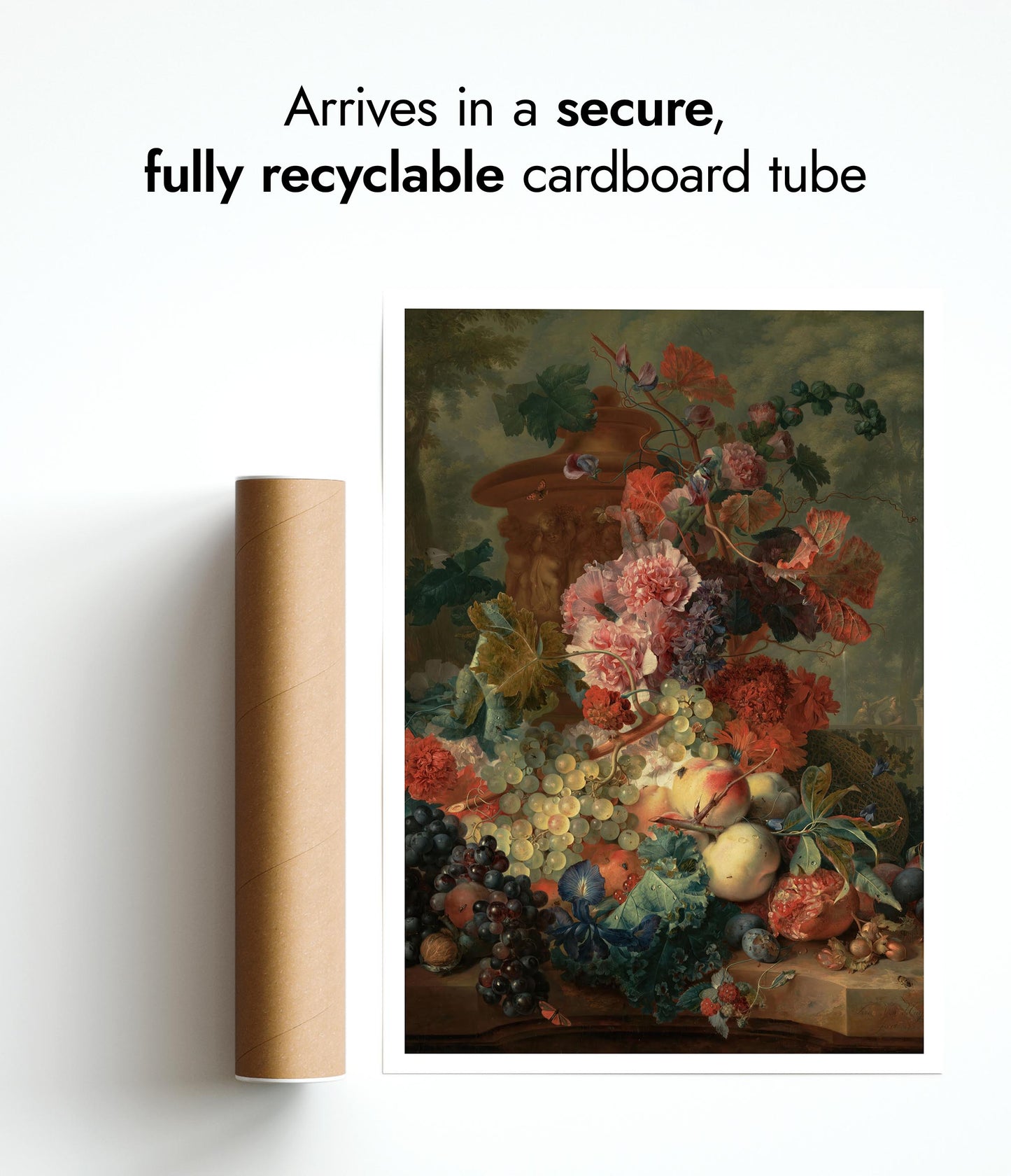 Stilleben med frukt och blommor