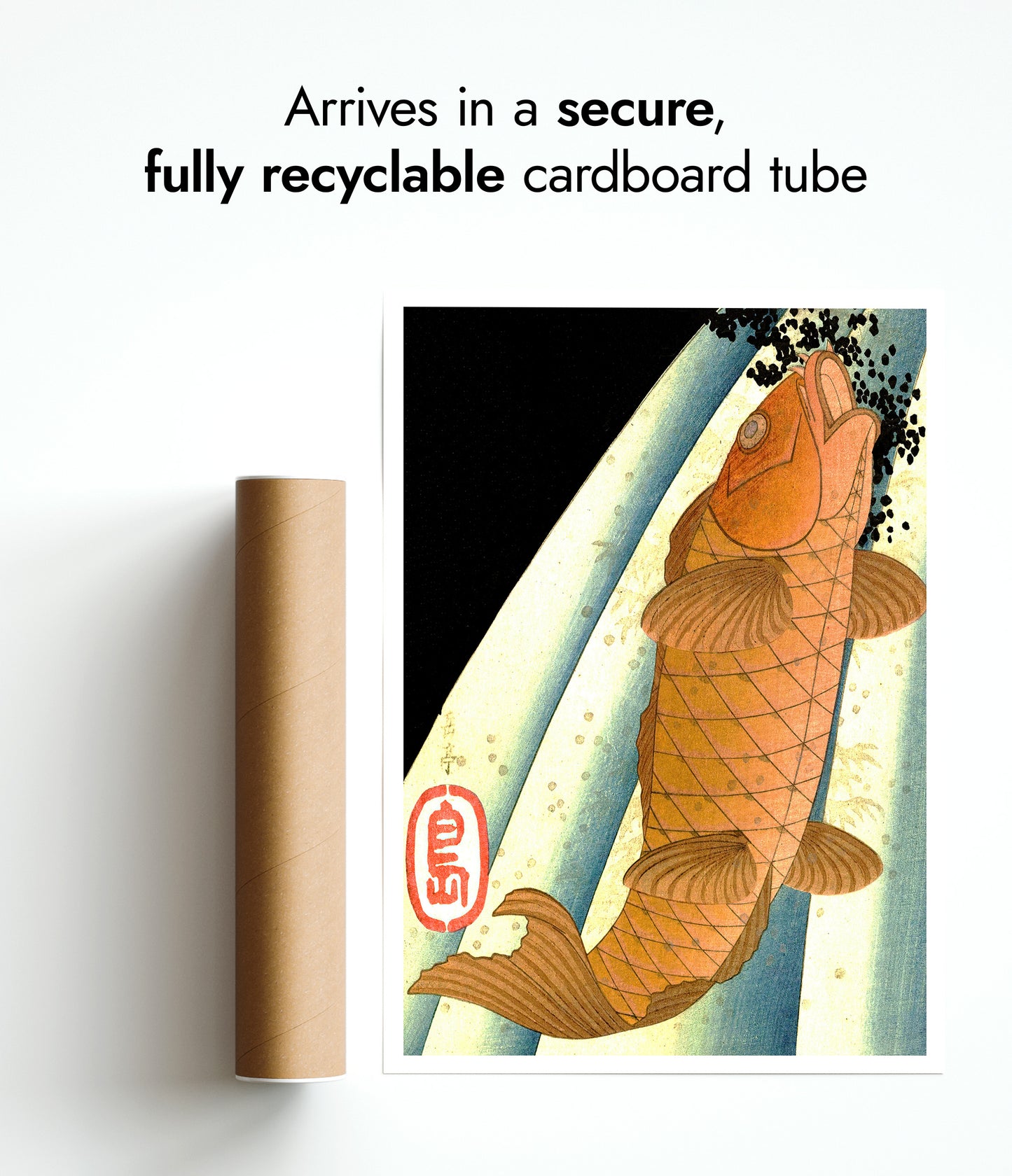 Red Carp Ascending a Waterfall