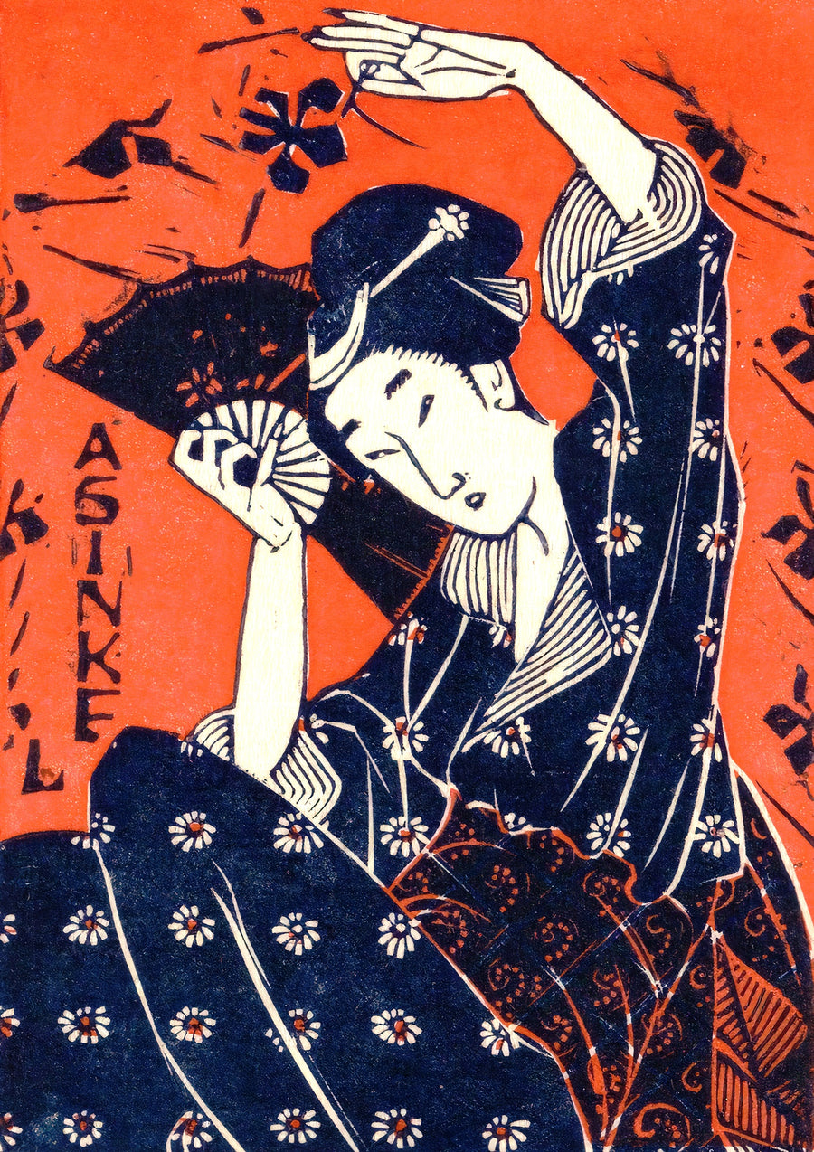 Geisha with Fan - Print only