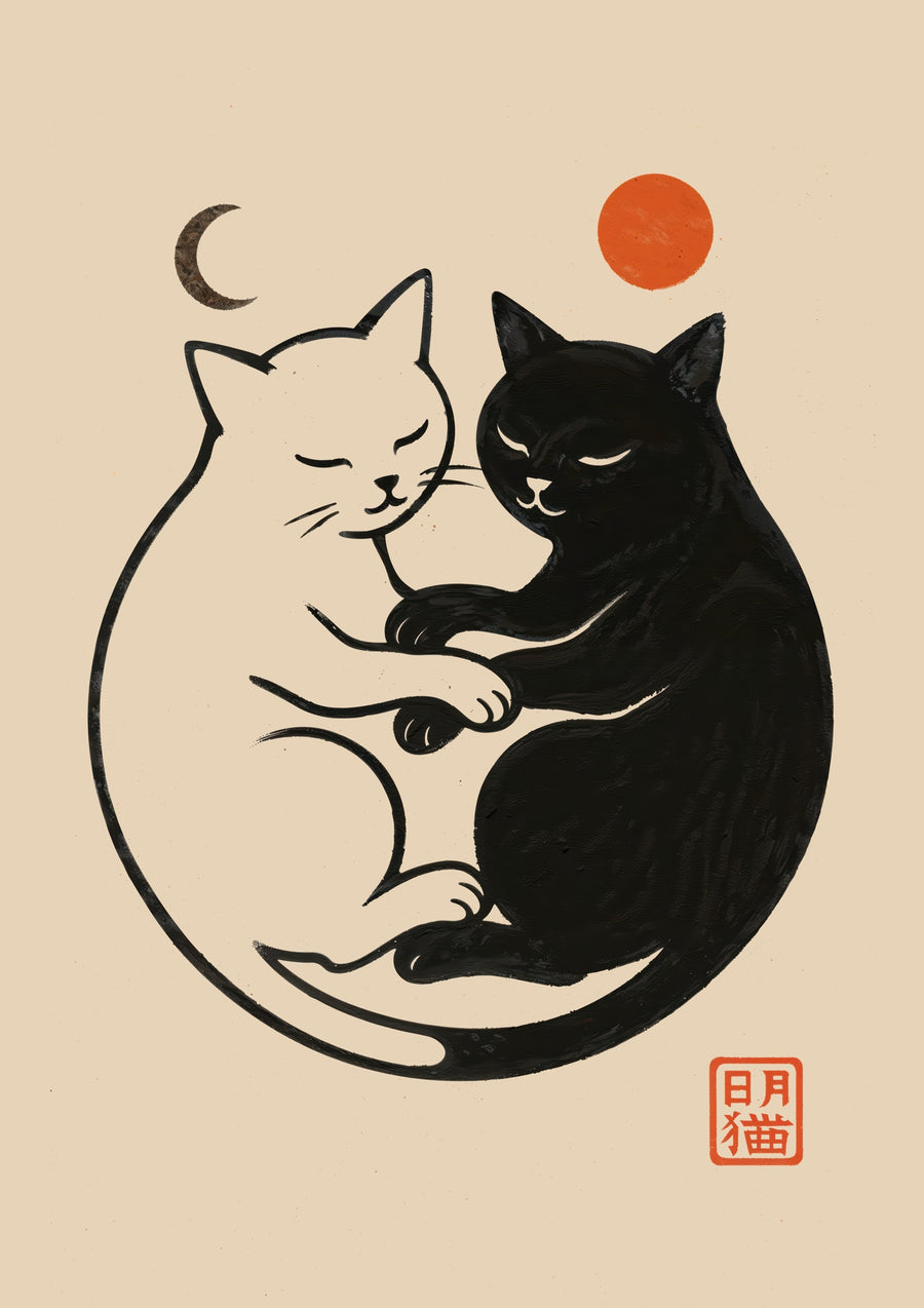 Yin Yang-katter - Print only