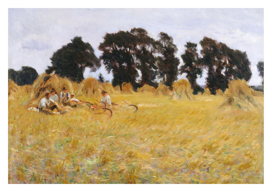 Moissonneurs se reposant dans un champ de blé - Print only