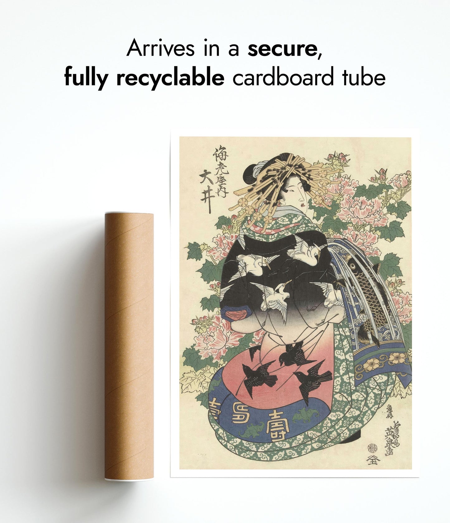 Courtesan with Crane-Print Robe