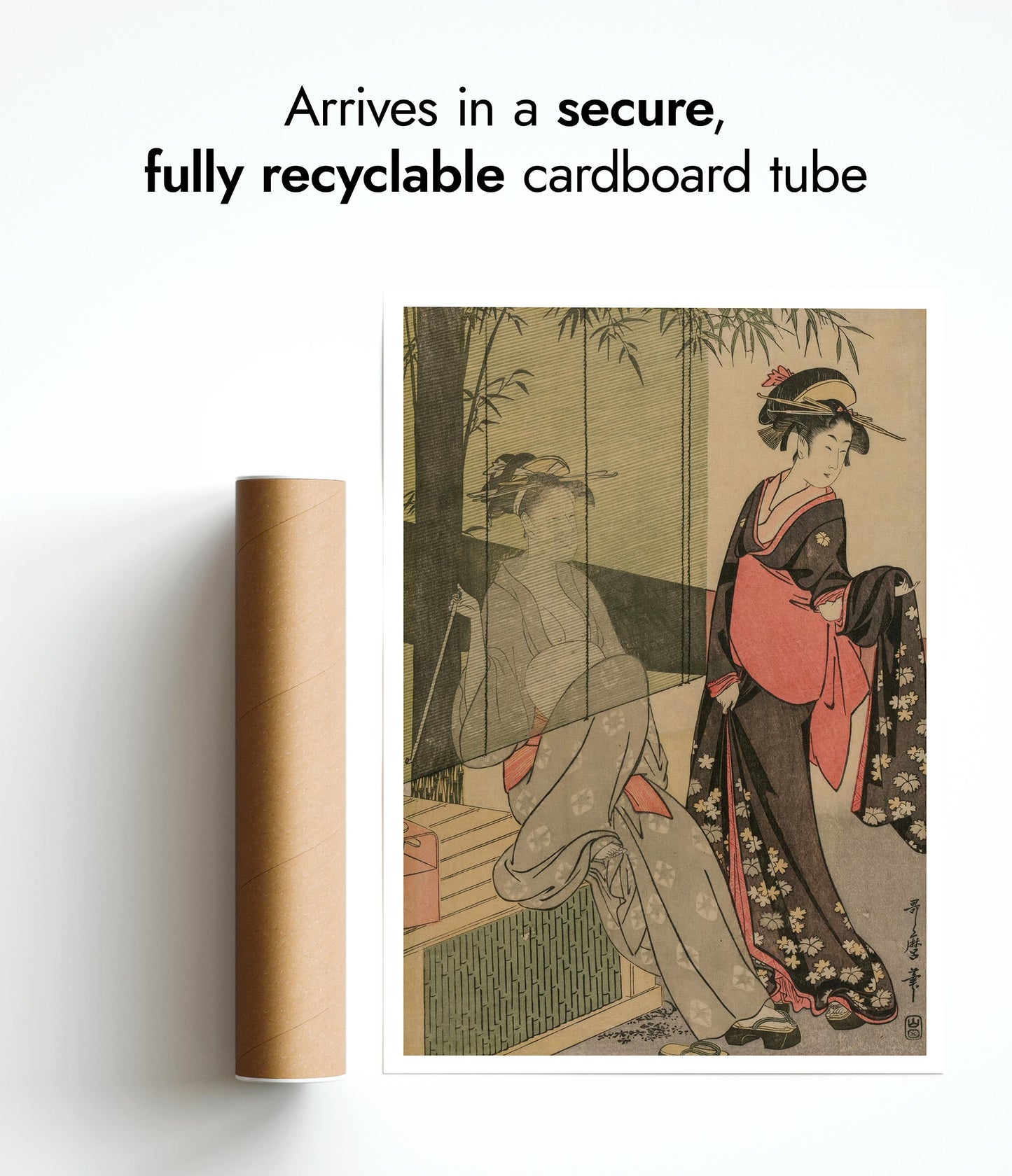 Two Women by a Bamboo Blind