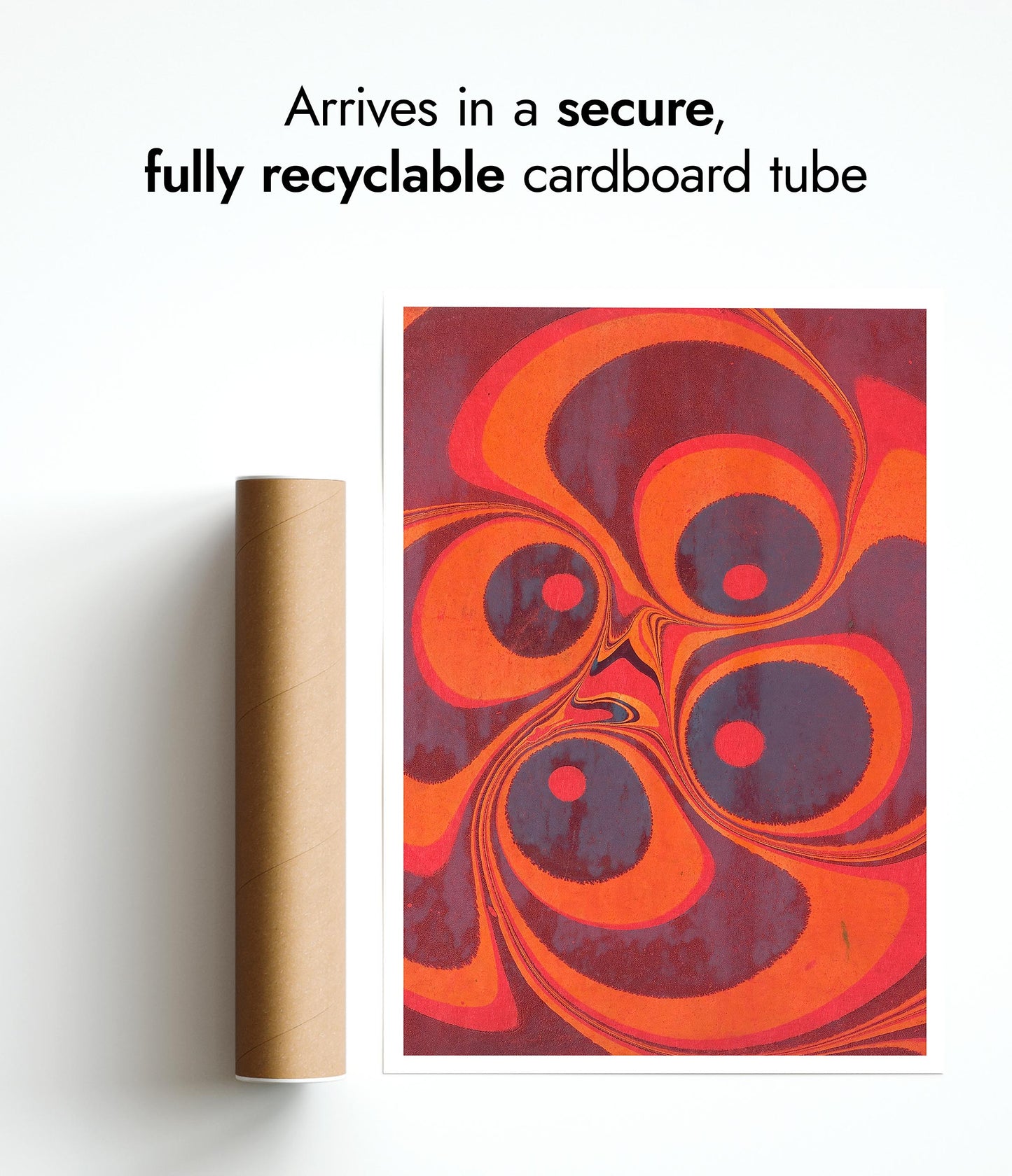 Marbled Paper in Blue, Orange & Red