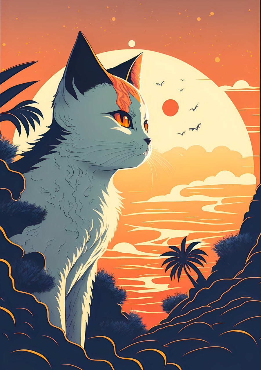 Solnedgångskatt - Print only