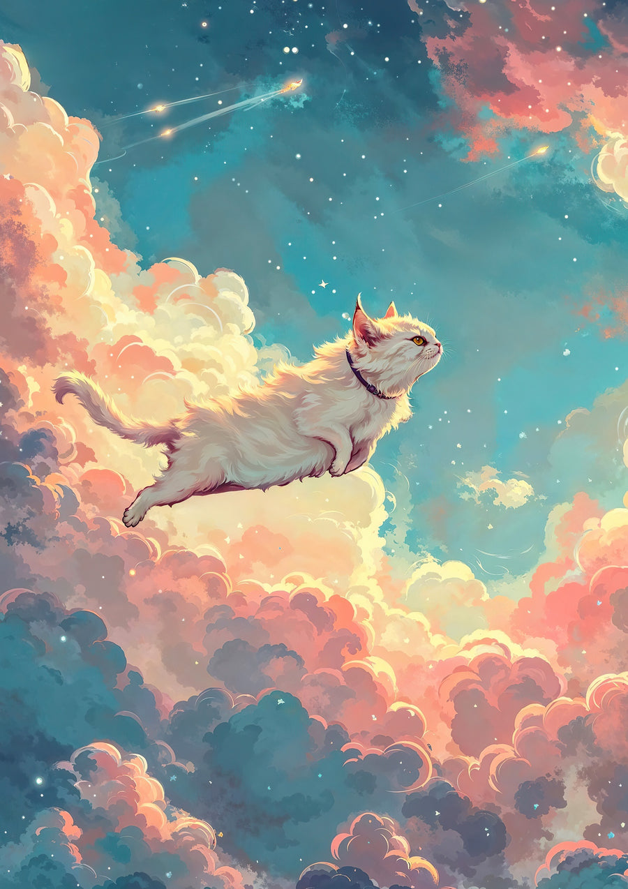 Katt i rosa moln - Print only