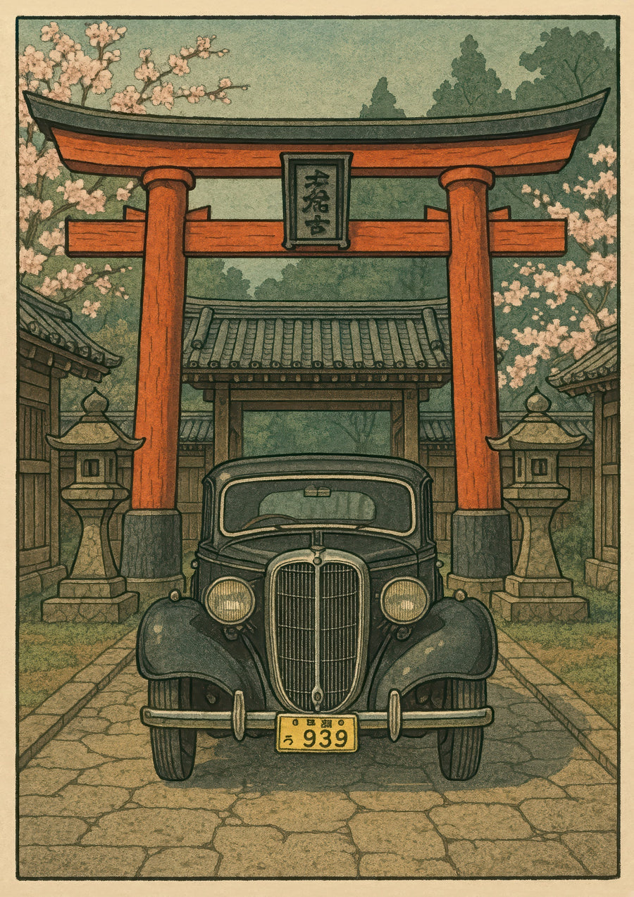 Bloc de bois voiture classique - Print only