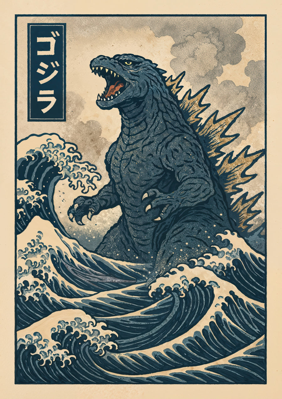 Der große Zilla vor Kanagawa - Print only