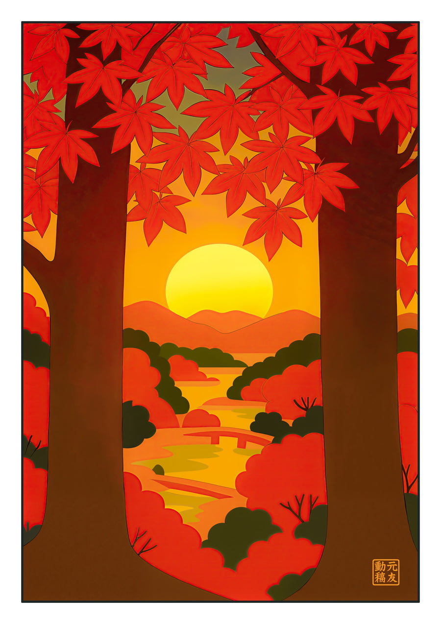 Ahornbäume bei Sonnenuntergang - Print only