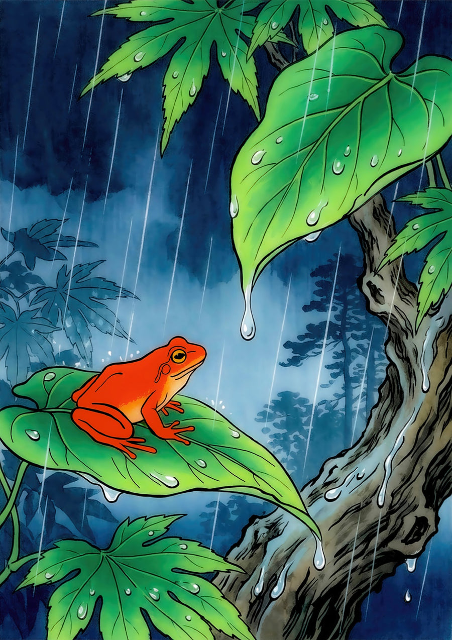 Frog Under the Leaf - Print only