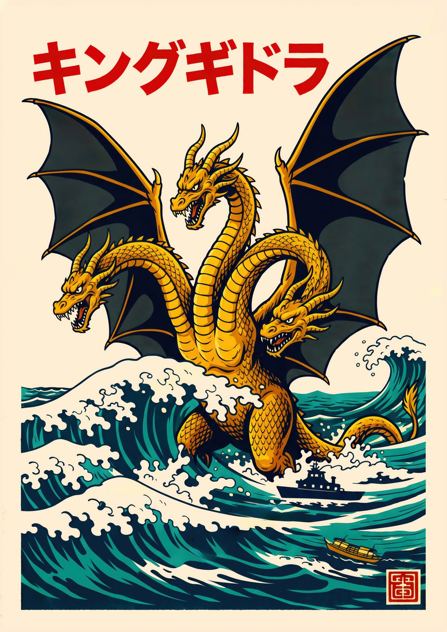 Great Wave of King Ghidorah - Print only