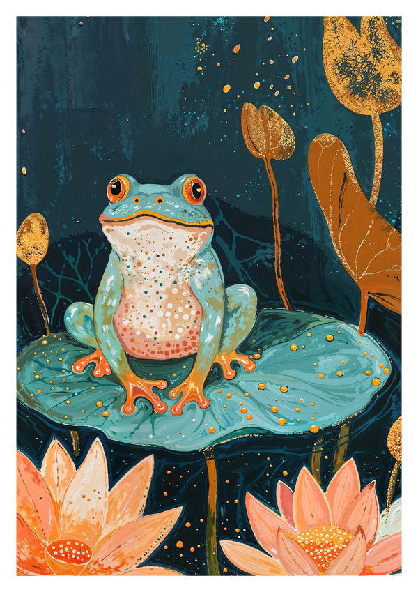 Grenouille sur un nénuphar