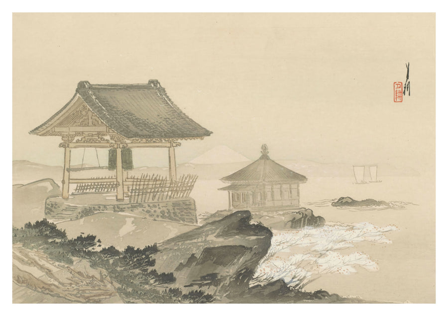 Heiligdom aan het Meer bij de Mount Fuji - Print only
