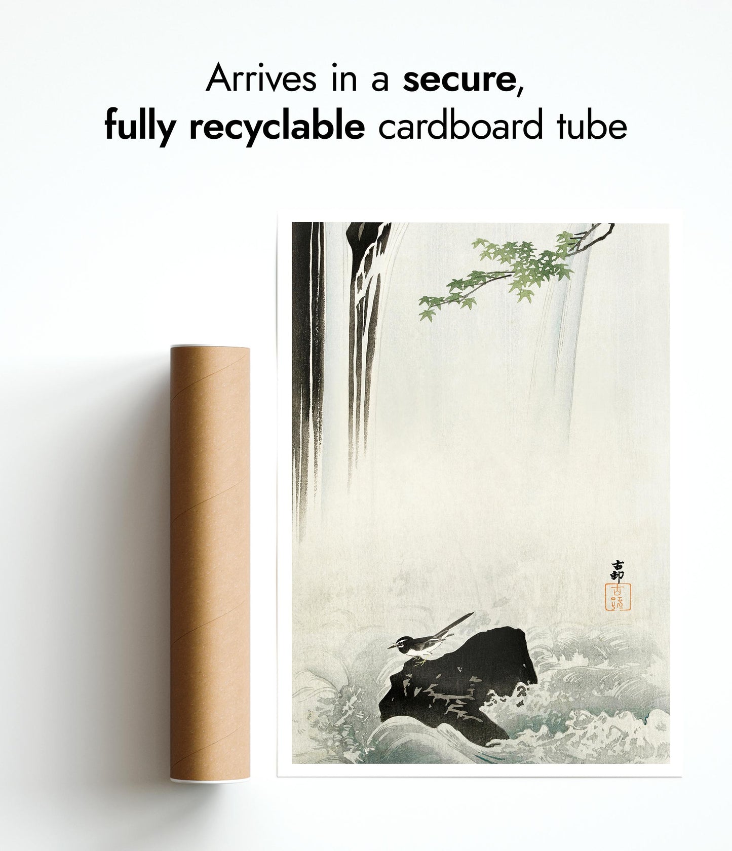 Japansk forsärla vid vattenfall