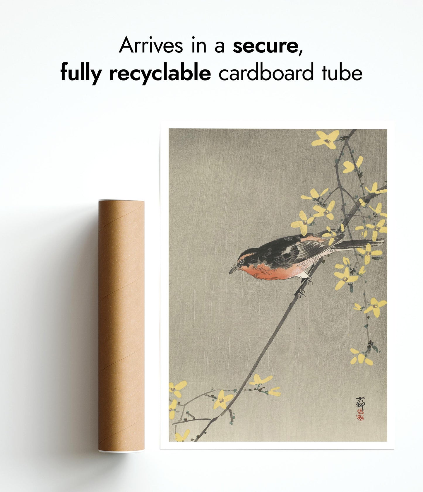 Zangvogel Zittend op Bloeiende Forsythia