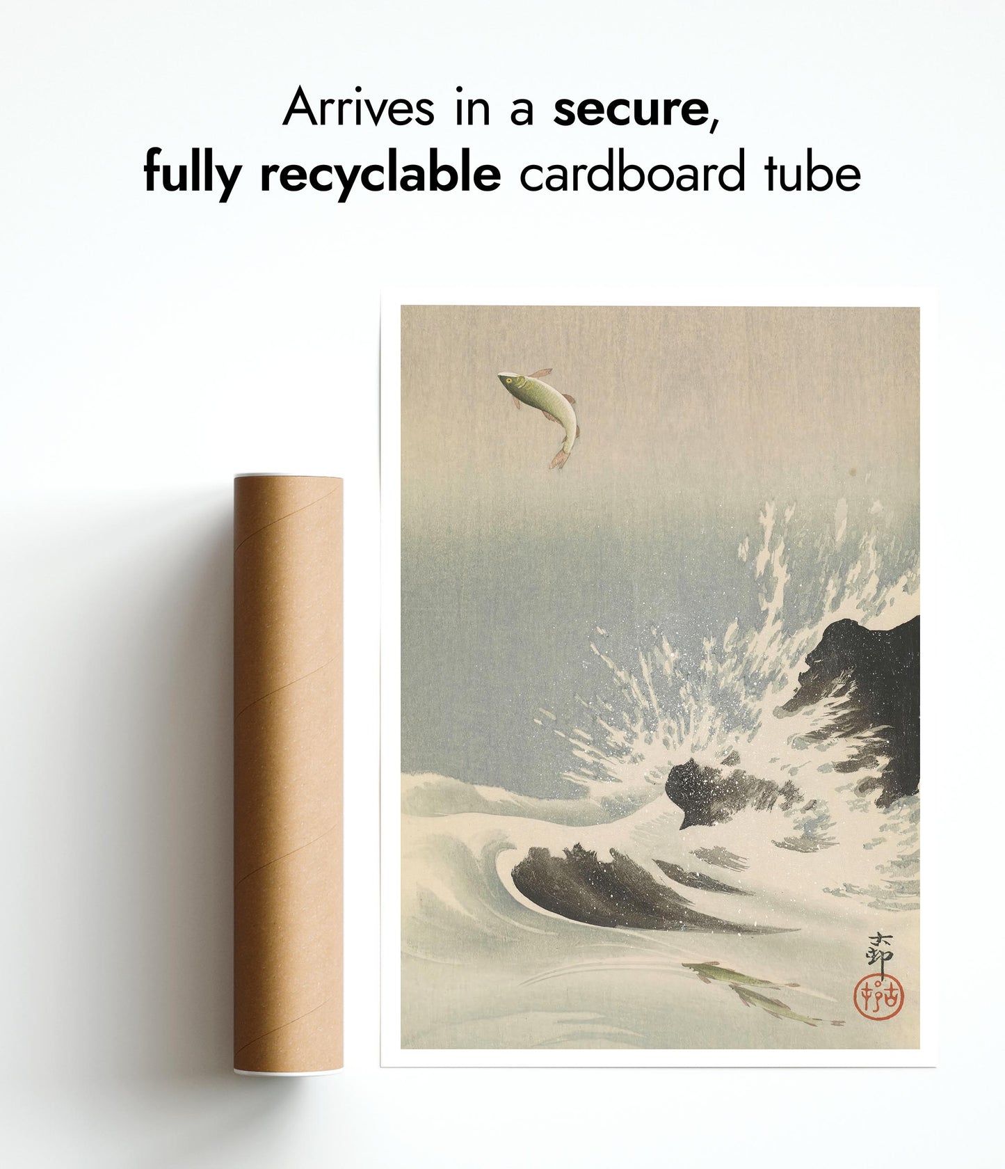 Three Salmon, One Jumping High Above the Water